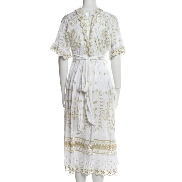 NEW LoveShackFancy Augusta midi dress white gold velvet belt size 4 - Picture 11 of 14